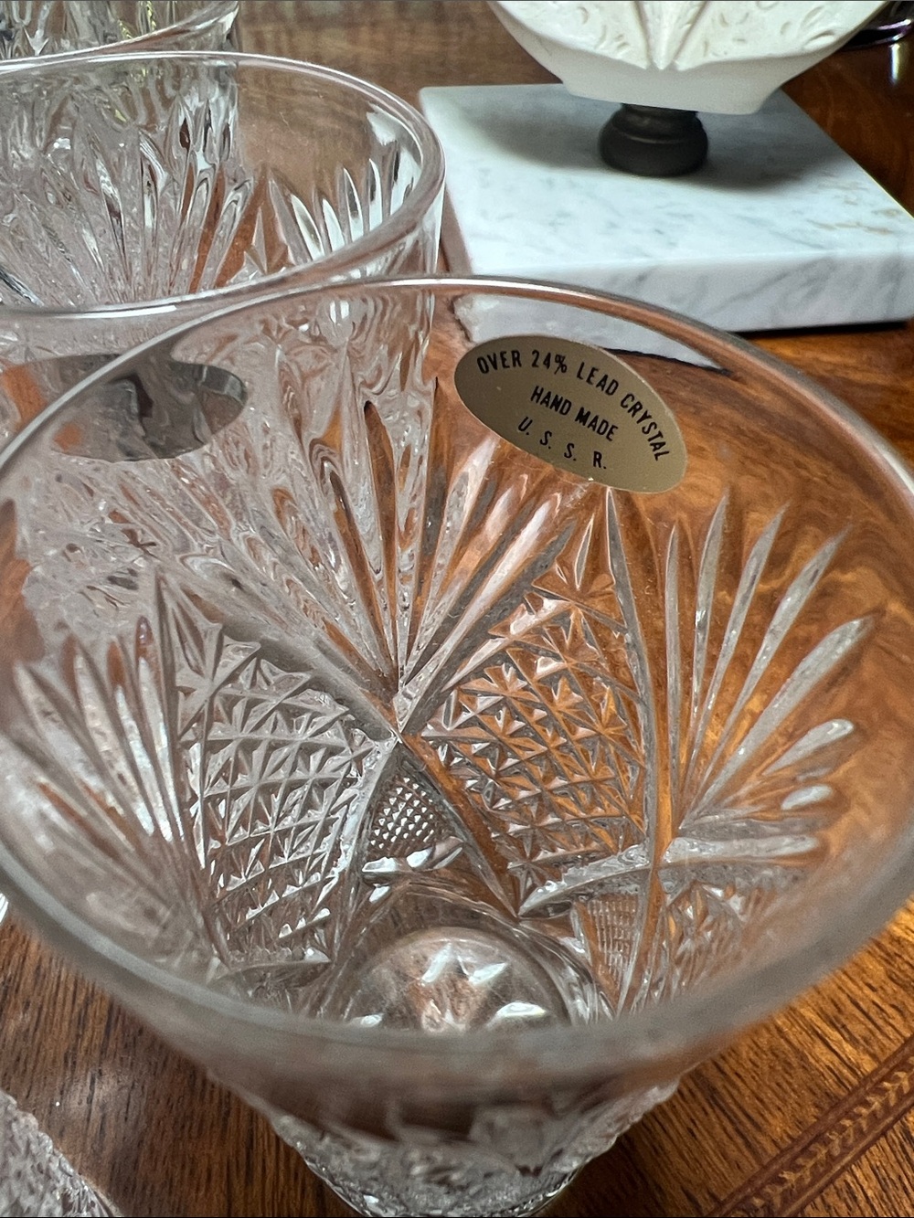 Set of 8 shots glasses. OVER 24% LEAD CRYSTAL — HAND MADE — U.S.S.R.” - Picture 3 of 7